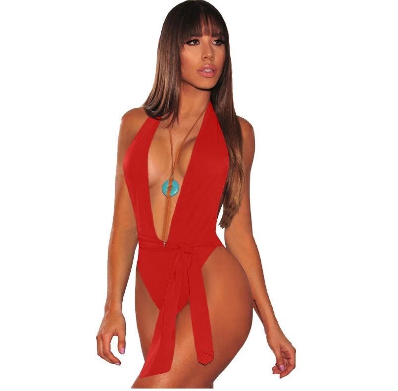 one-piece swimsuit women low-cut bikini