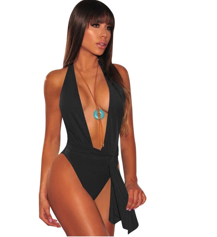 one-piece swimsuit women low-cut bikini