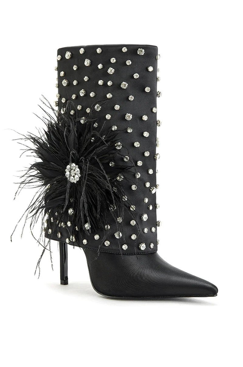 Feather Glam Stiletto Booties