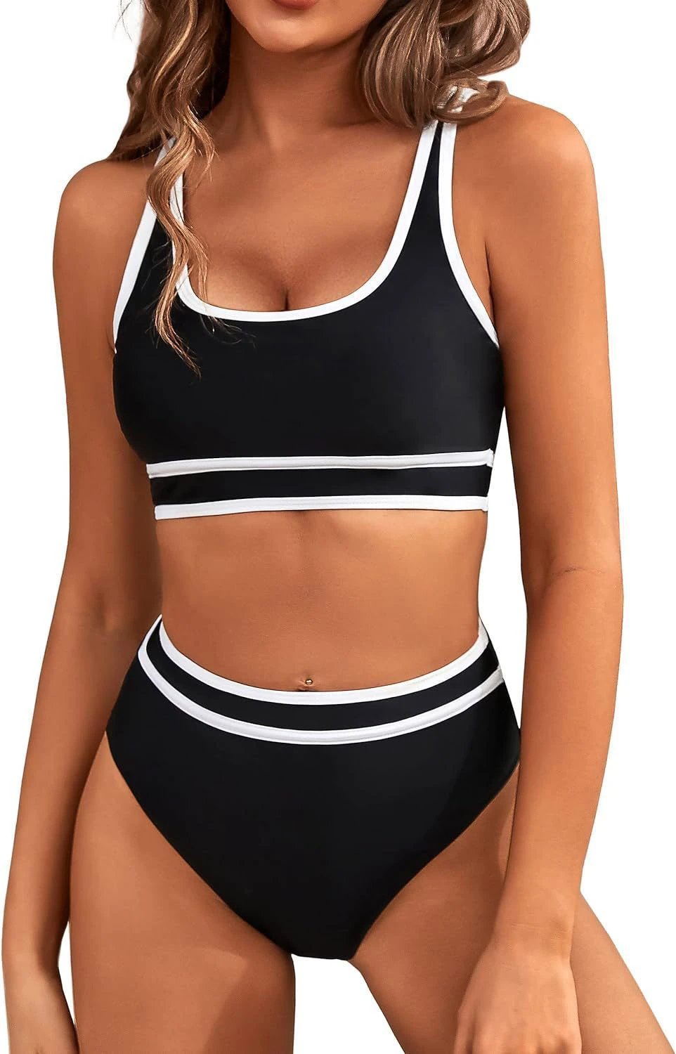 Bikini Tight-fitting Solid Color Swimsuit For Women