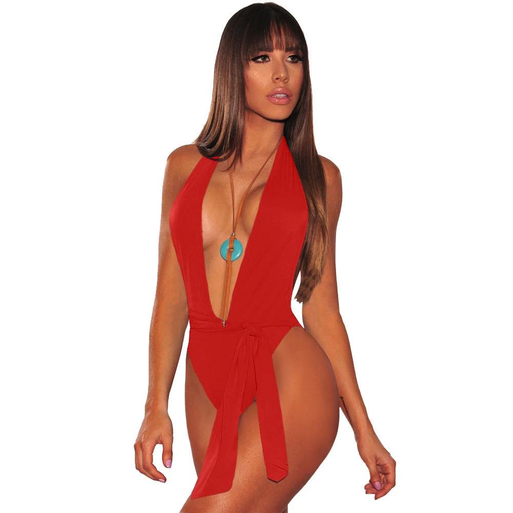 one-piece swimsuit women low-cut bikini