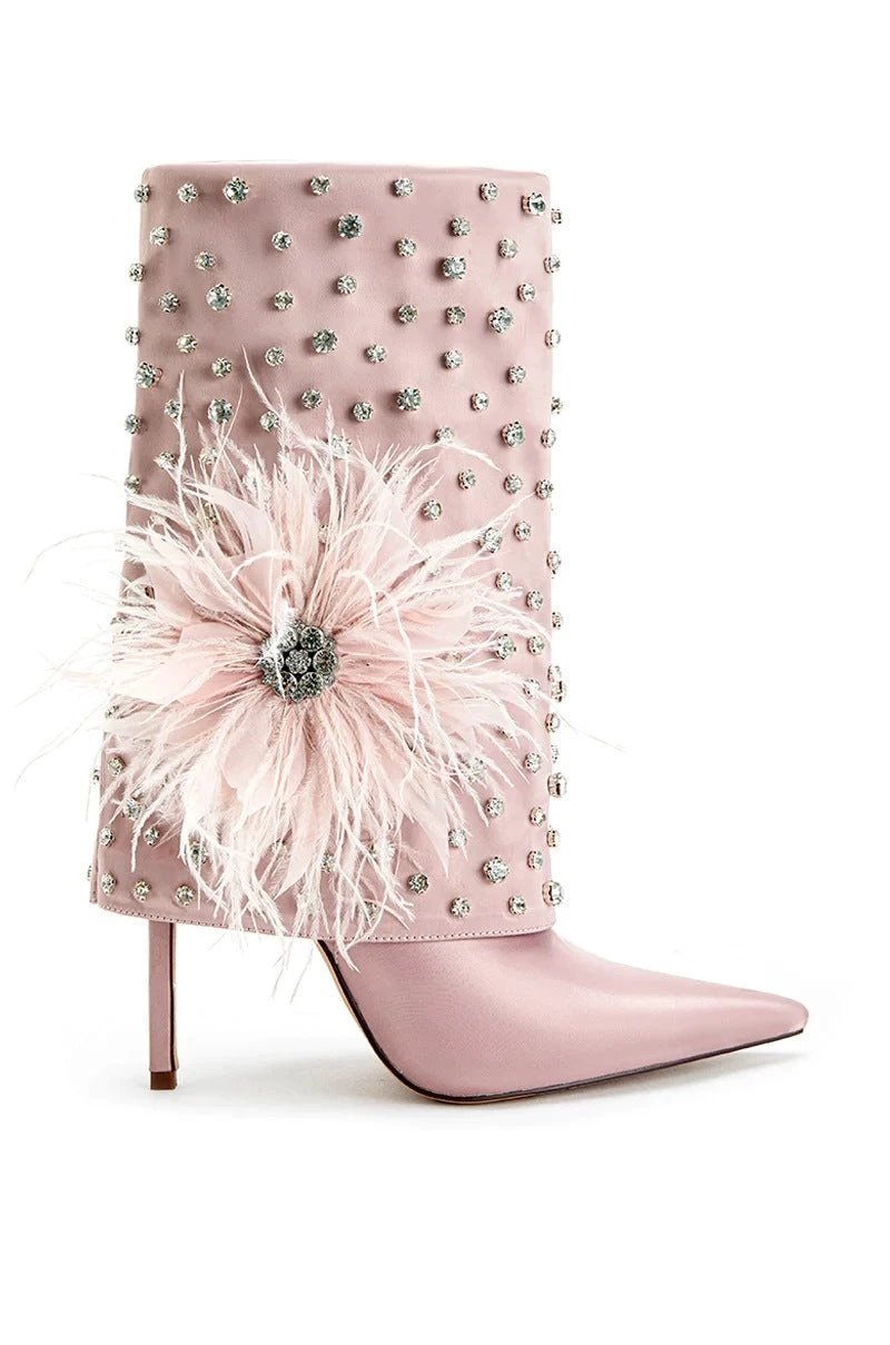 Feather Glam Stiletto Booties