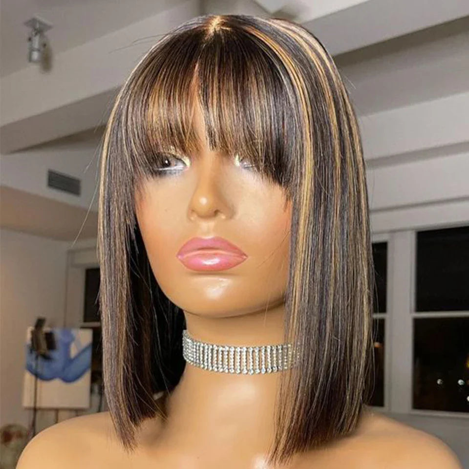 Chic Ombre Bob Lace Wig with Bangs
