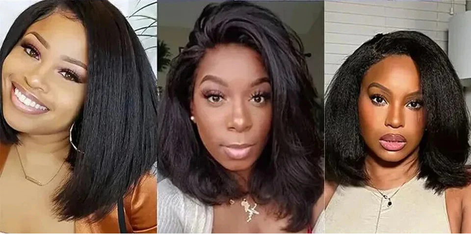 Natural Kinky Straight Bob Lace Wig (Glueless)