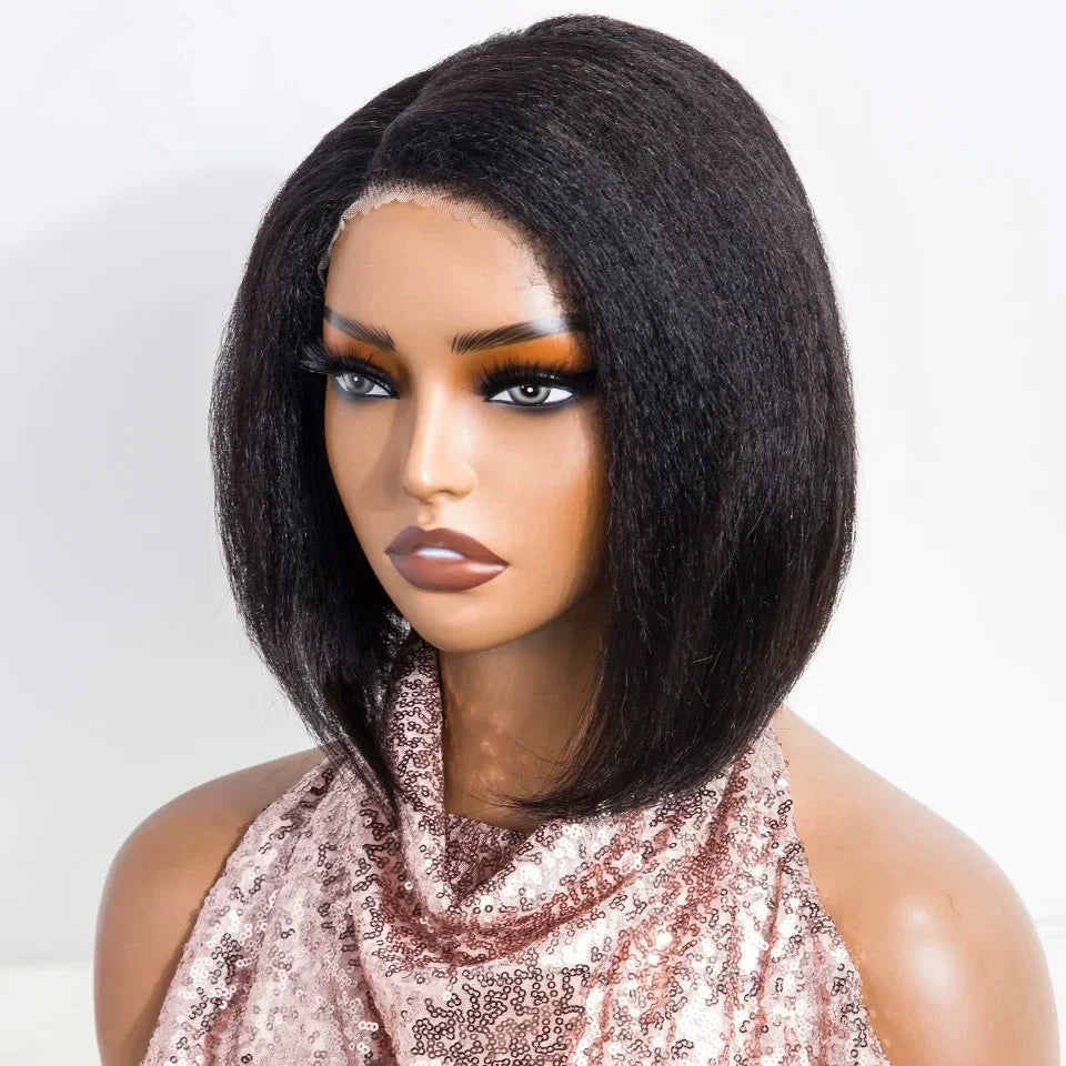 Natural Kinky Straight Bob Lace Wig (Glueless)