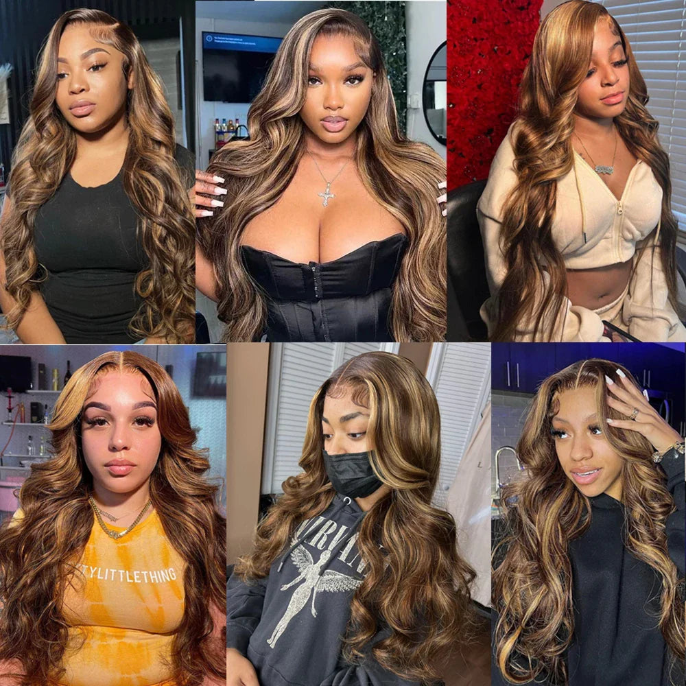 Golden Highlight Body Wave HD Lace Wig