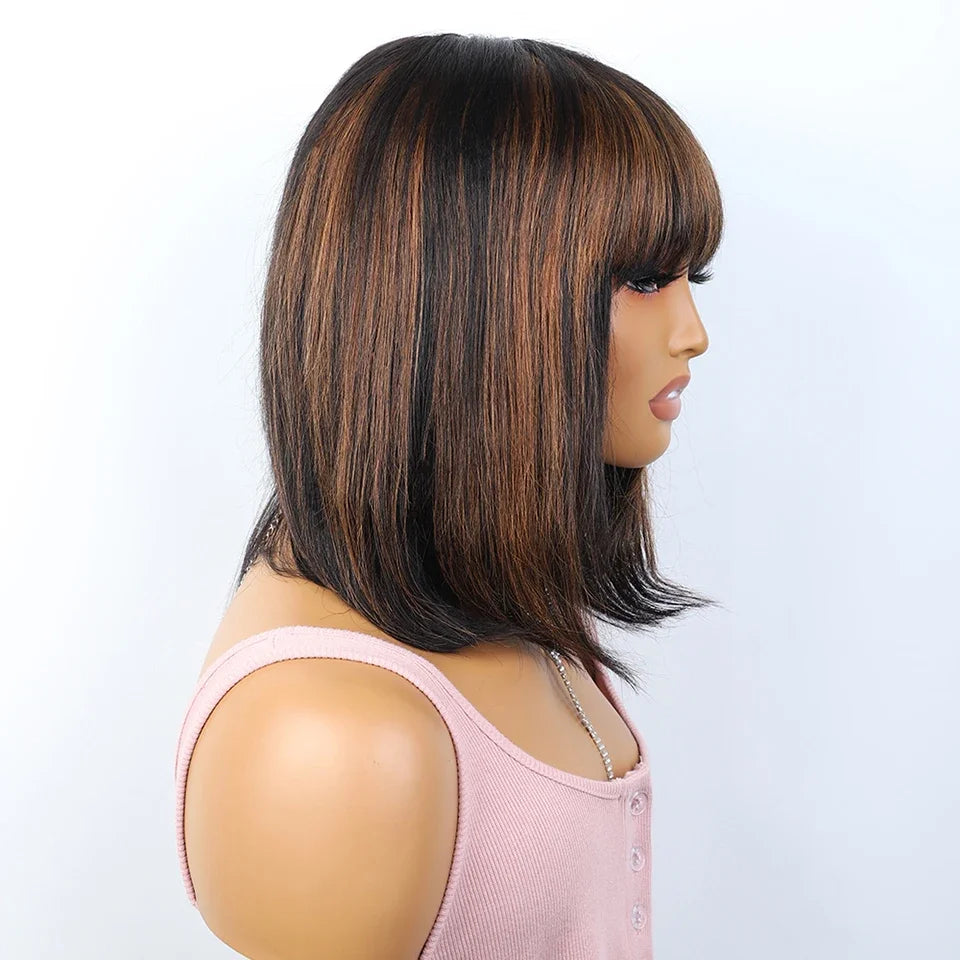 Chic Ombre Bob Lace Wig with Bangs