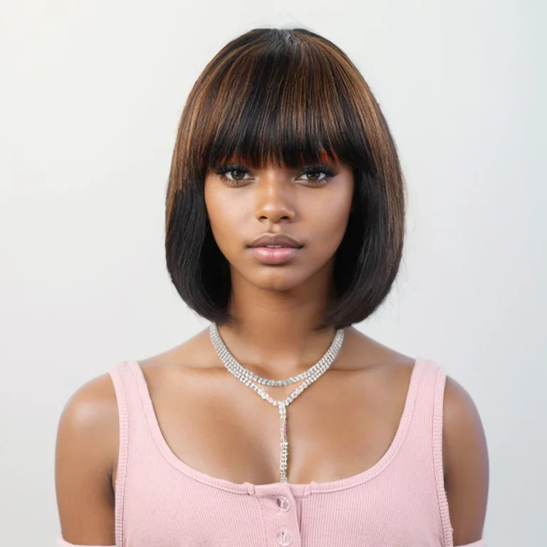 Chic Ombre Bob Lace Wig with Bangs