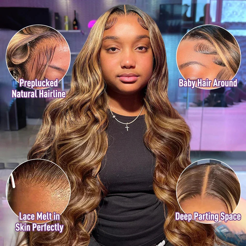 Golden Highlight Body Wave HD Lace Wig