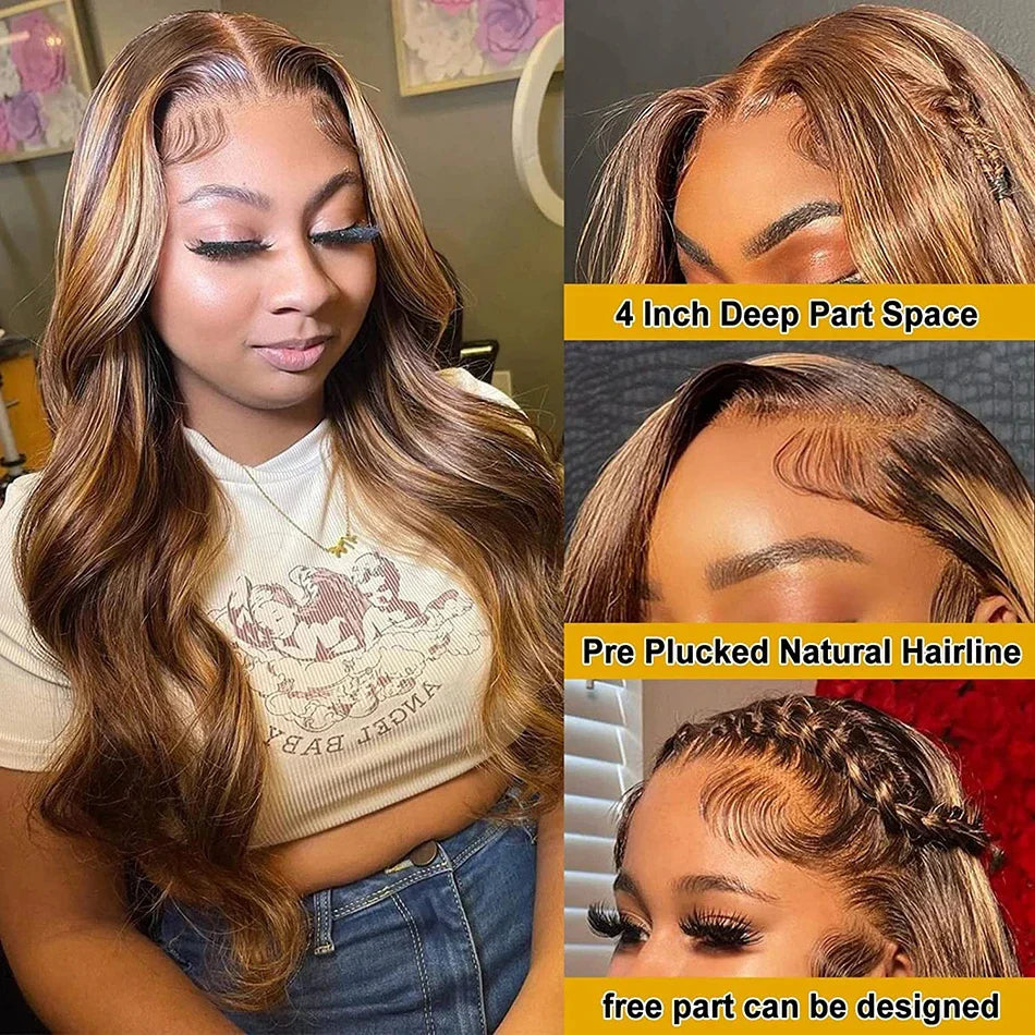 Golden Highlight Body Wave HD Lace Wig