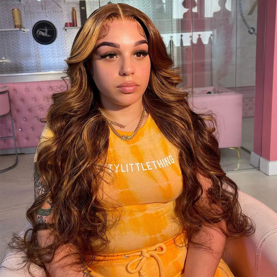 Golden Highlight Body Wave HD Lace Wig