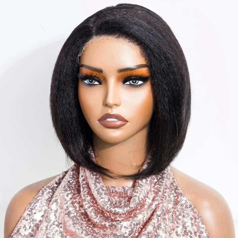Natural Kinky Straight Bob Lace Wig (Glueless)