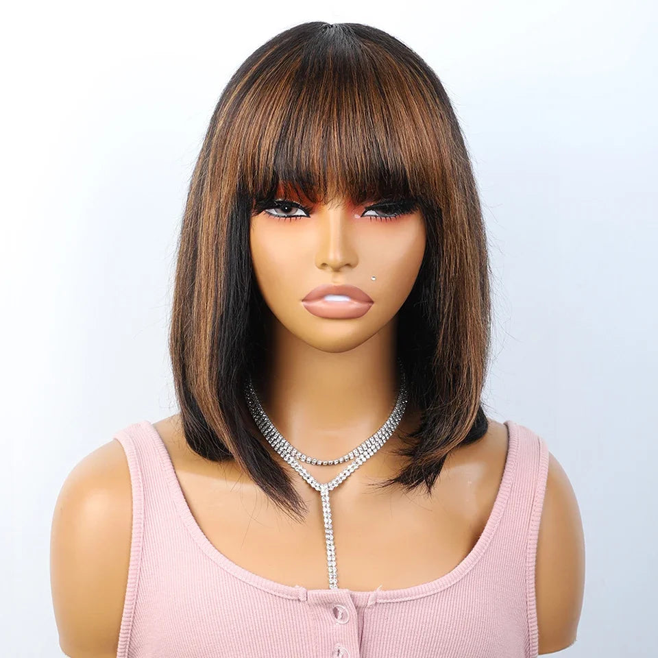 Chic Ombre Bob Lace Wig with Bangs