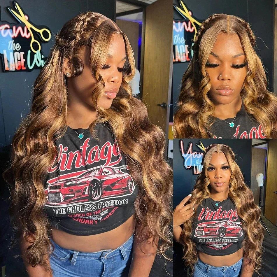 Golden Highlight Body Wave HD Lace Wig