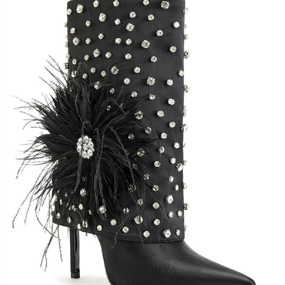 Feather Glam Stiletto Booties